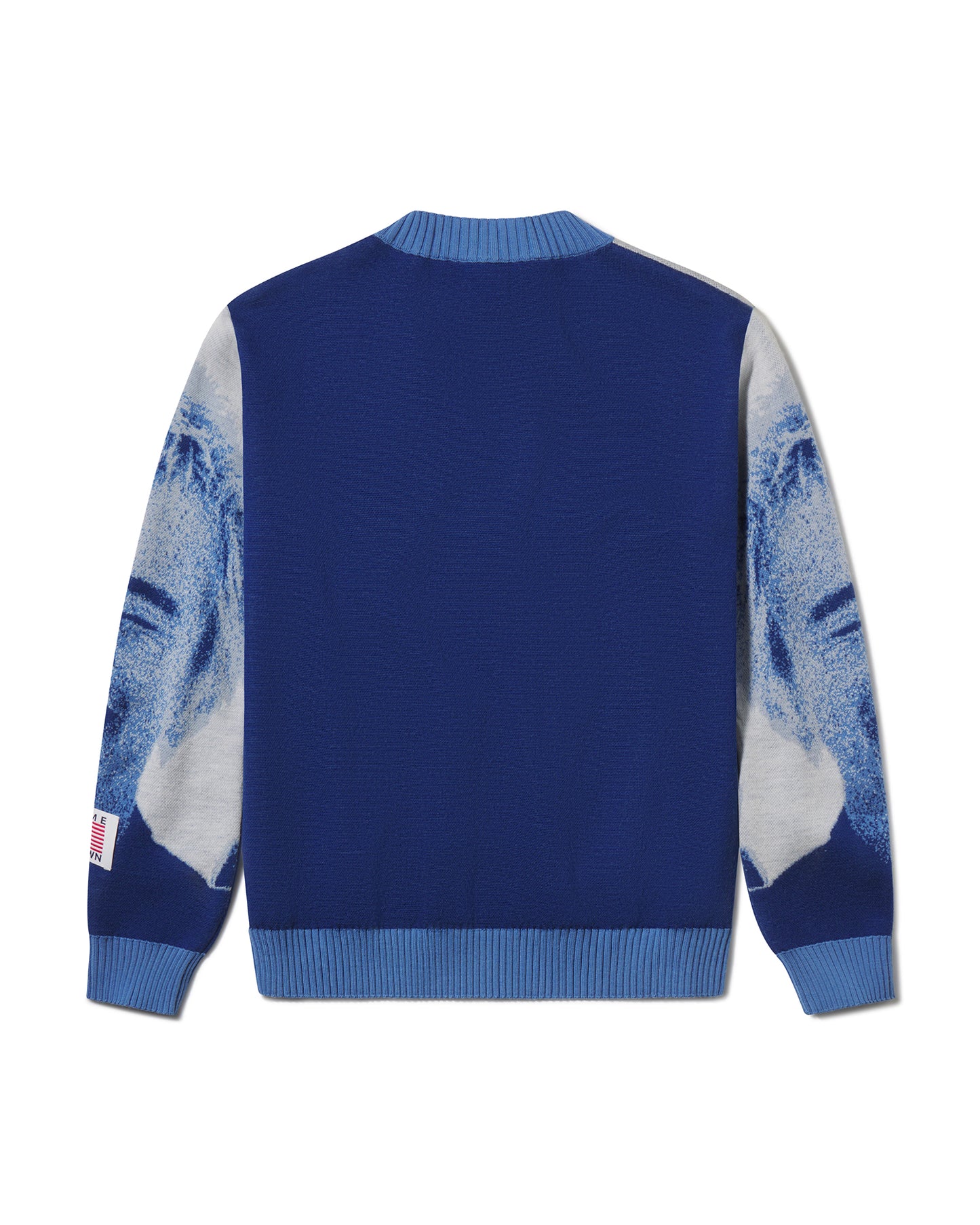 "Carl" Wool Jacquard Sweater in Blue Multi