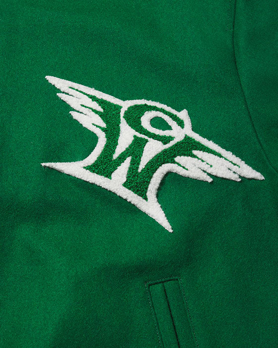 Wool Varsity Jacket in Green