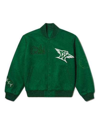 Wool Varsity Jacket in Green